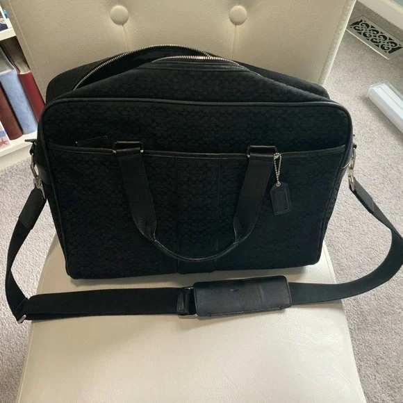 Coach Black Signature Pattern Laptop Bag/work bag - Picture 3 of 6